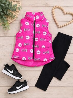 Coogi Hot Pink Sleeveless Zip Up Puffer Vest w/Pockets. Size 6-9 Months.